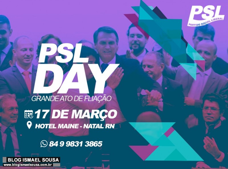 PSL-RN promove evento de filiaÃ§Ã£o neste sÃ¡bado em Natal