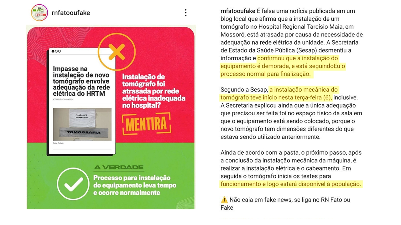 Lambança: Nota do Governo sobre tomógrafo desmente o próprio Governo