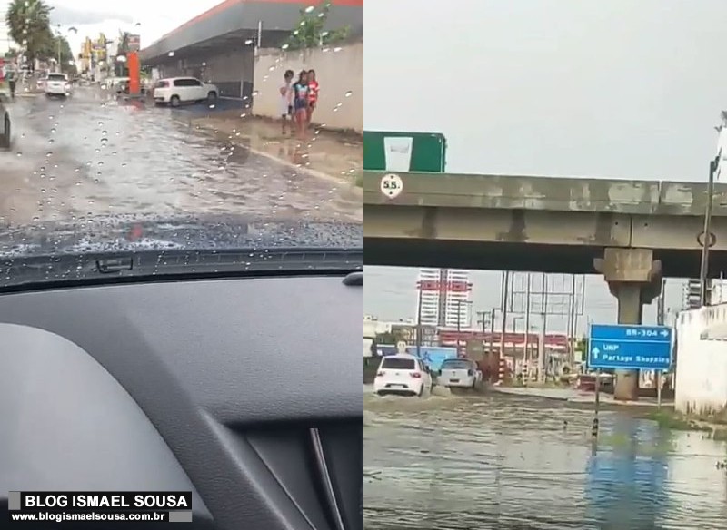 Chuva de 20 minutos deixa vÃ¡rios trechos alagados em MossorÃ³