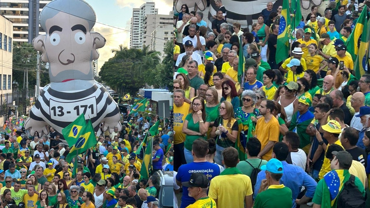 ‘Pixuleco’ é inflado durante protesto contra Lula em Natal