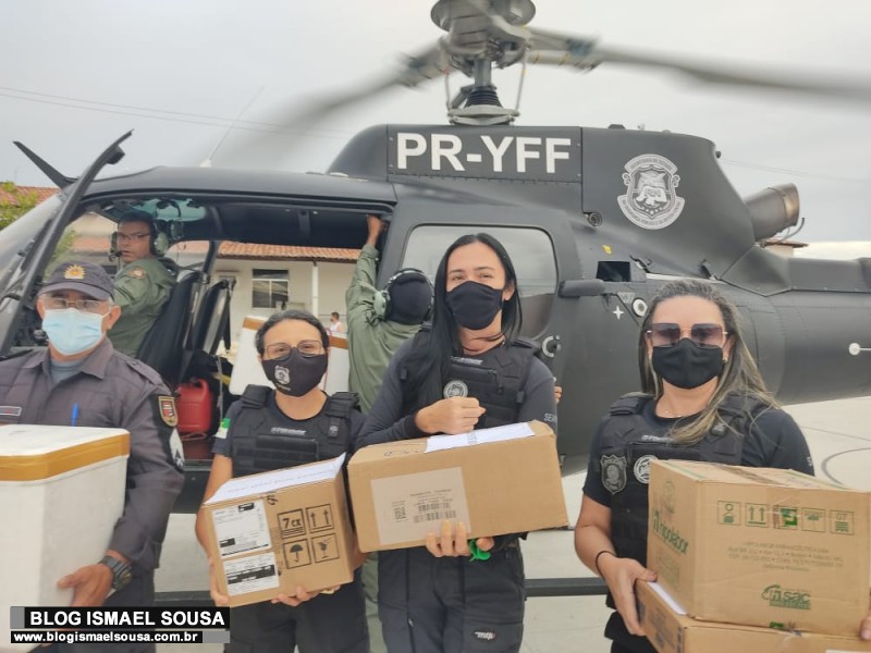 Vacinas são transportadas de helicóptero e Mossoró anuncia vacinação de pessoas com 48+ neste sábado