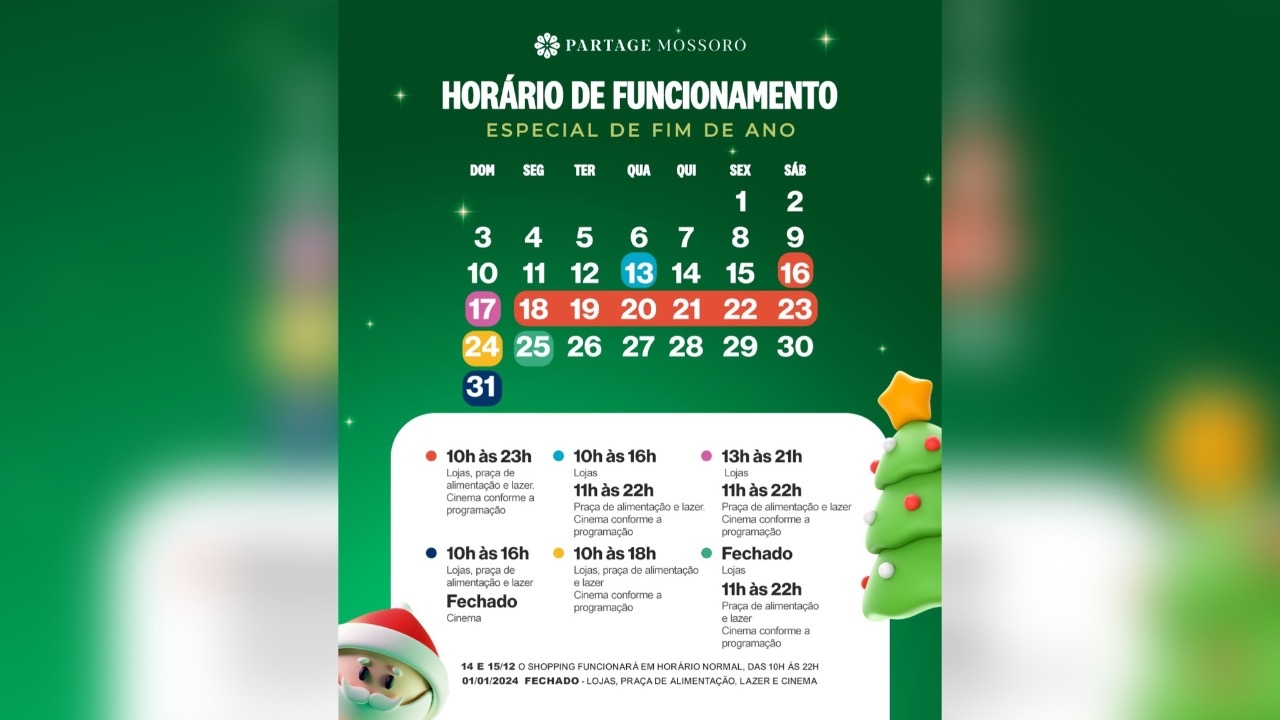 Partage Mossoró divulga funcionamento em datas especiais de Dezembro