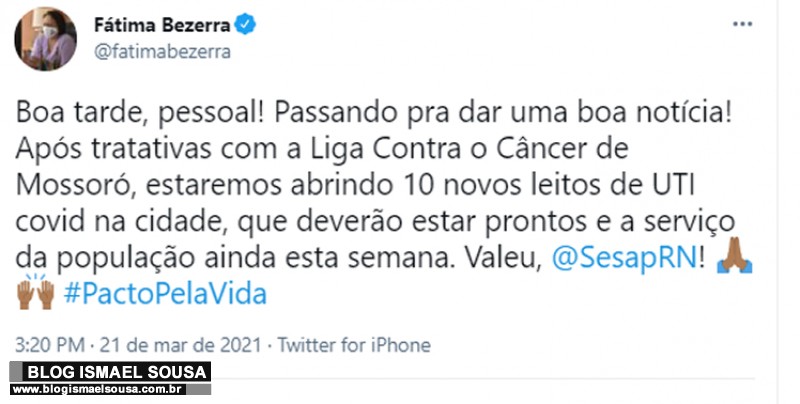 Fátima não cumpre promessa de abrir 10 novos leitos em Mossoró