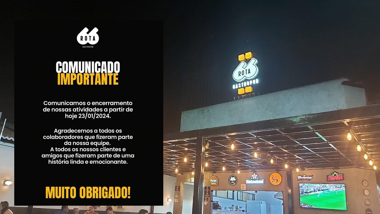 Bar Rota 66 anuncia encerramento das atividades
