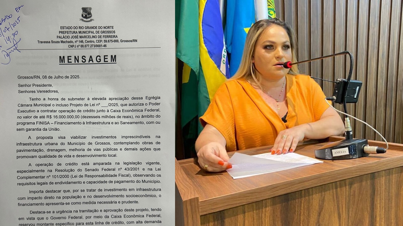 Com cofres cheios, prefeita de Grossos recorre a empréstimo de R$ 16 milhões via Finisa