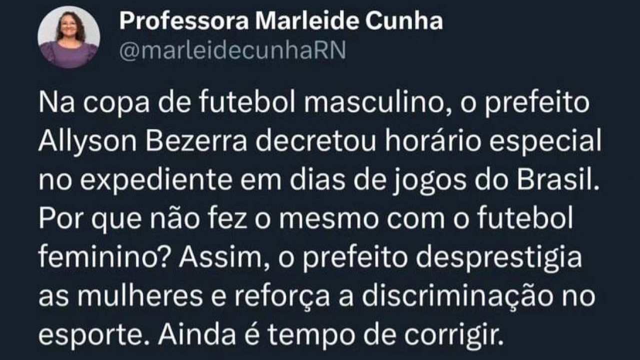 Saúde de Mossoró agoniza, mas vereadora do PT está preocupada com Copa do Mundo Feminina