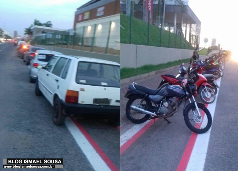 Motoristas desrespeitam sinalizaÃ§Ã£o de ciclofaixa na Avenida JoÃ£o da EscÃ³ssia