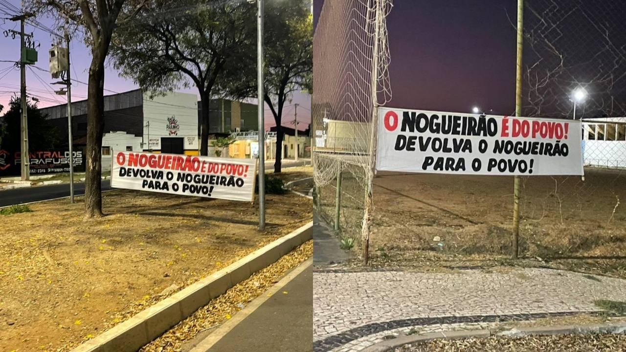 Faixas no Nogueirão pedem devolução do estádio à LDM