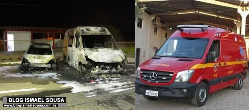 Criminosos atacam base de apoio dos Bombeiros e incendeiam ambulÃ¢ncia avaliada em R$ 260 mil