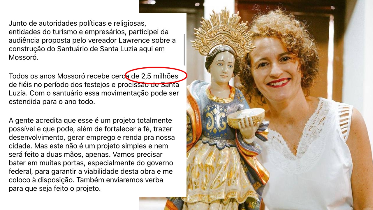 Isolda diz que Mossoró recebe 2,5 milhões de fiéis durante festa de Santa Luzia