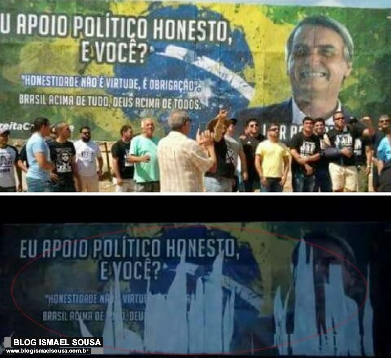 Outdoor com propaganda de Bolsonaro Ã© rasgado em CaicÃ³-RN
