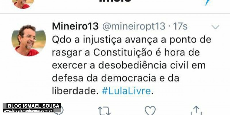 Mineiro: "DesobediÃªncia civil em defesa da democracia e da liberdade"