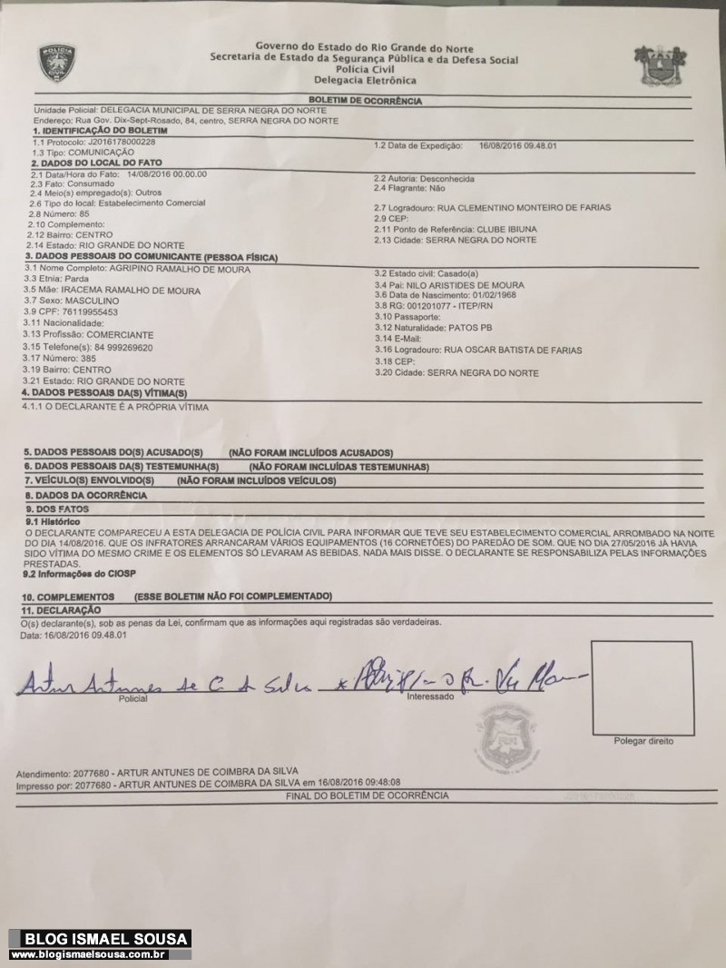 Equipamentos de campanha de candidato a prefeito de Serra Negra sÃ£o furtados 