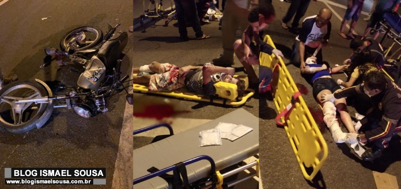 Casal fica gravemente ferido em acidente de moto na Avenida Presidente Dutra
