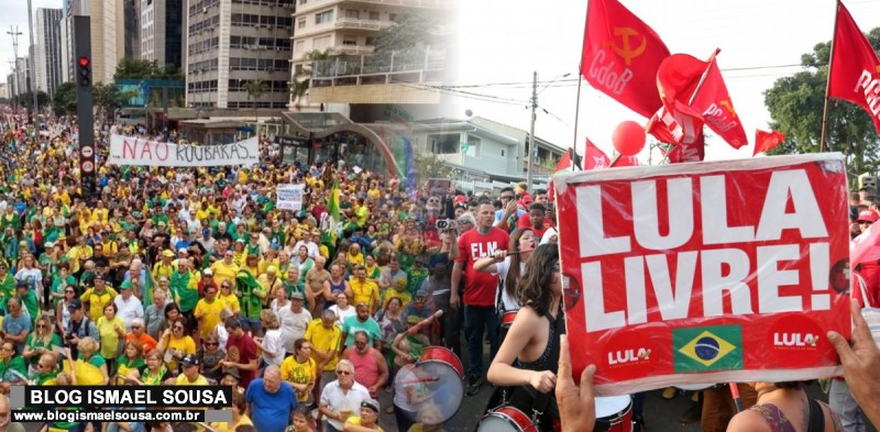Brasileiros foram Ã s ruas neste domingo; uns defenderam a Lava Jato e outros o Lula