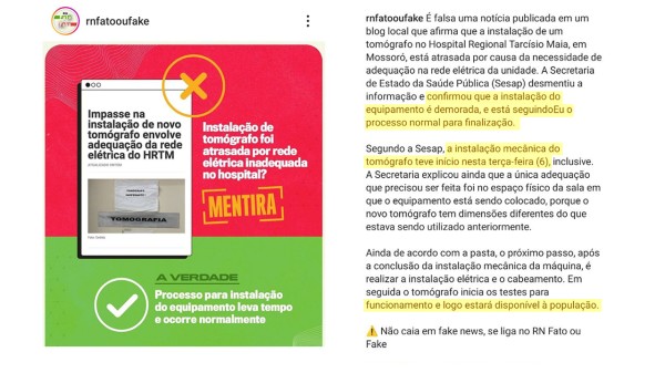 Lambança: Nota do Governo sobre tomógrafo desmente o próprio Governo