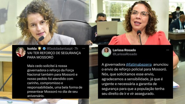 Vergonhoso: Disputa de ego entre Isolda e Larissa sobre pedido de reforço policial para Mossoró