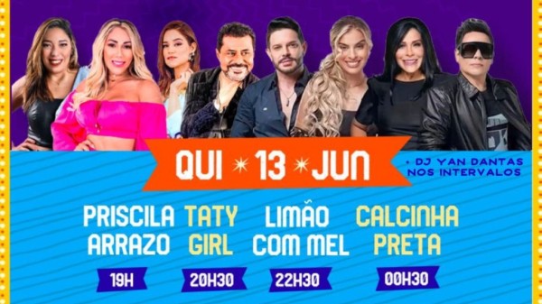 Taty Girl, Limão com Mel e Calcinha Preta animam o MCJ nesta quinta-feira (13)