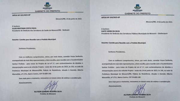 Prefeito Allyson convoca reunião com representantes do Sindicato para discutir o PL-17/2023