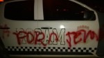 Viatura da PM Ã© pichada durante manifestaÃ§Ã£o contra prisÃ£o de Lula em MossorÃ³