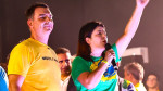 Carla Dickson é a única mulher conservadora na comitiva de Flávio Bolsonaro em ato de filiação do PL no RN