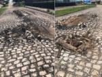 Moradores do Vingt Rosado reclamam de obra de calçamento mal feita