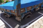 CaminhÃ£o cai em buraco apÃ³s asfalto recÃ©m inaugurado ceder